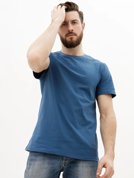 Футболка мужская синий Индиго 180гр оптом — TexDress