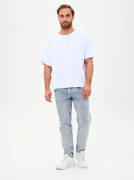 Оверсайз футболка мужская белая 180гр оптом — TexDress