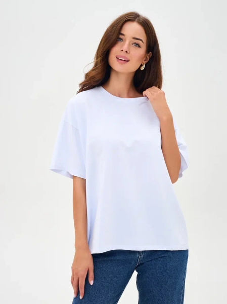 Оверсайз футболка женская белая 180гр оптом — TexDress