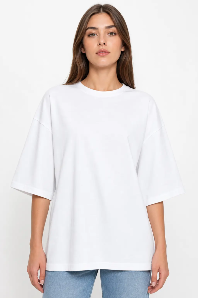 Футболка женская оверсайз белая 220 г/м² Texdress — вид спереди