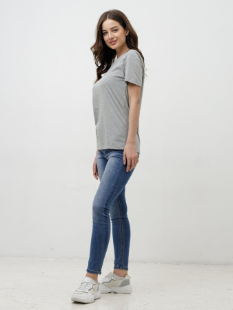 Женская базовая футболка серый меланж