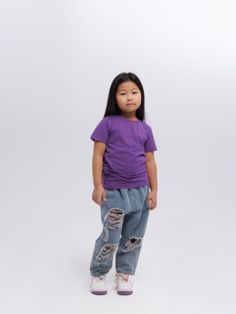 Футболка базовая детская для девочек фиолетовая