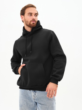 Худи черная с начесом мужская