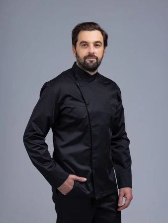 Китель повара с дышащими вставками черный
