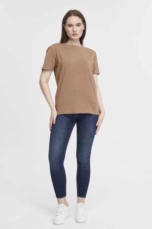 Футболка женская прямого кроя коричневая