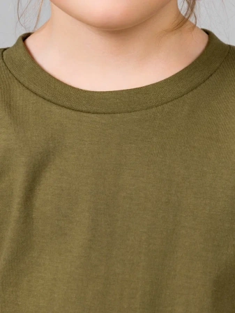 Футболка базовая детская для девочек хаки