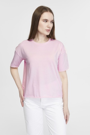 Футболка женская кроп-топ оверсайз розовая