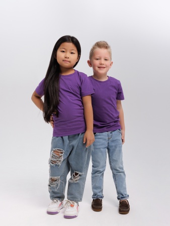 Футболка базовая детская для девочек фиолетовая
