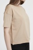 Футболка женская кроп-топ оверсайз бежевая