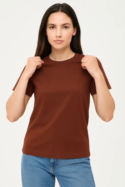 Футболка женская коричневая (шоколадный) 160гр пенье оптом — TexDress
