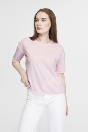 Футболка женская кроп-топ оверсайз розовая