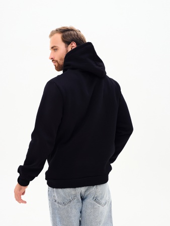 Худи черная с начесом мужская