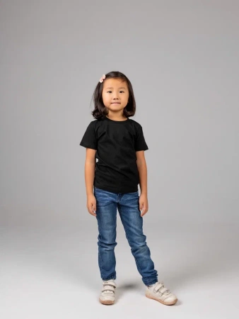 Футболка базовая детская для девочек черная