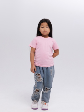 Футболка базовая детская для девочек розовая