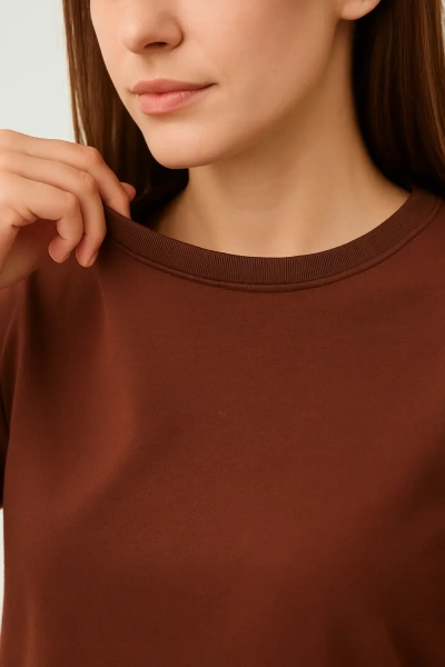 Футболка женская коричневая (шоколадный) 160гр пенье оптом — TexDress