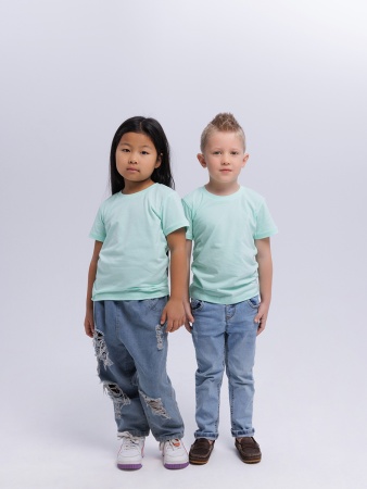 Футболка базовая детская для девочек мятная