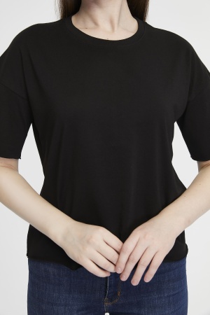 Футболка женская кроп-топ оверсайз черная