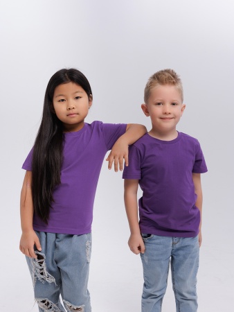 Футболка базовая детская для девочек фиолетовая