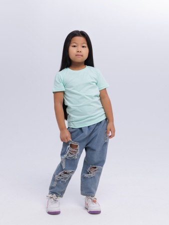 Футболка базовая детская для девочек мятная