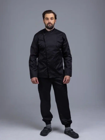 Китель повара с дышащими вставками черный