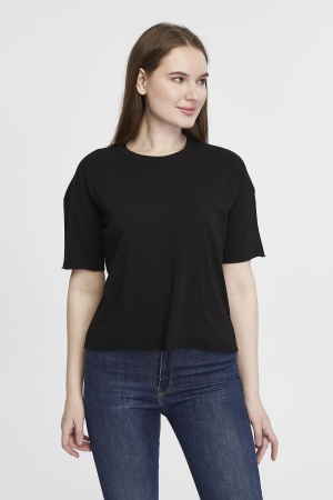 Футболка женская кроп-топ оверсайз черная