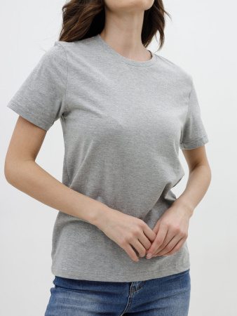 Женская базовая футболка серый меланж