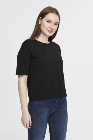 Футболка женская кроп-топ оверсайз черная