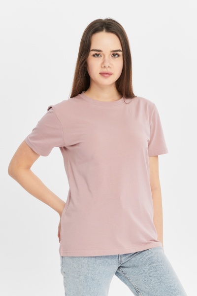 Футболка женская прямого кроя бледно-розовая