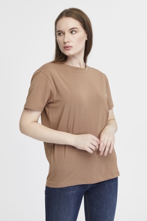 Футболка женская прямого кроя коричневая