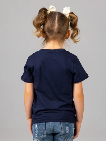 Футболка базовая детская для девочек темно-синяя