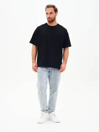 Оверсайз футболка мужская черная 180гр оптом — TexDress