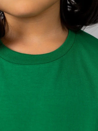 Футболка базовая детская для девочек зеленая