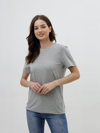 Женская базовая футболка серый меланж