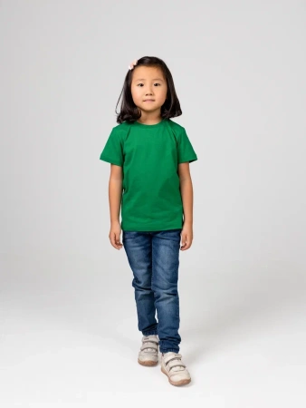 Футболка базовая детская для девочек зеленая